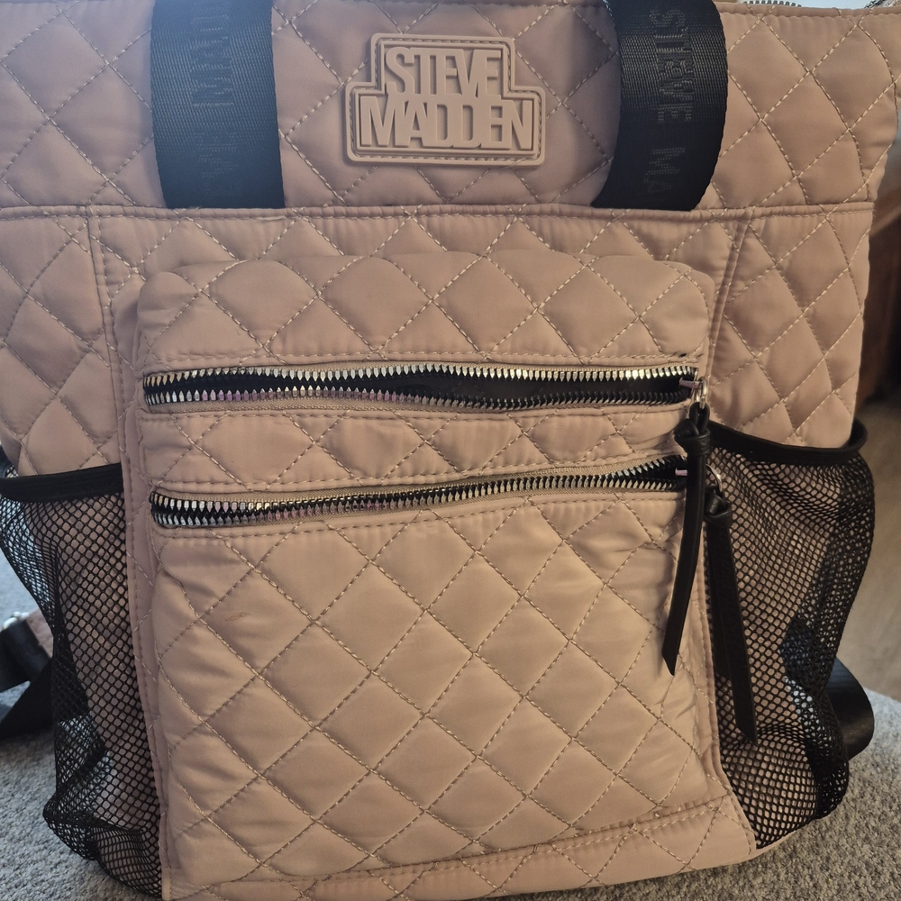 Steve Madden Quilted Tan Backpack